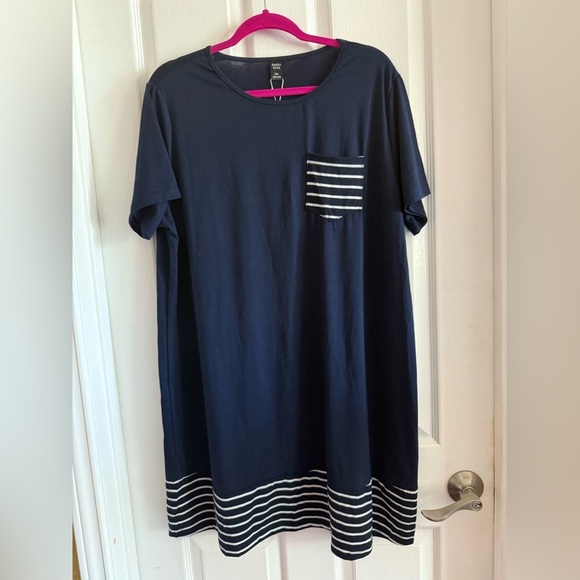Dresses & Skirts - Emory Rose Navy Blue Striped Pocket Dress Size 2XL Comfy Nautical Summer Vacay